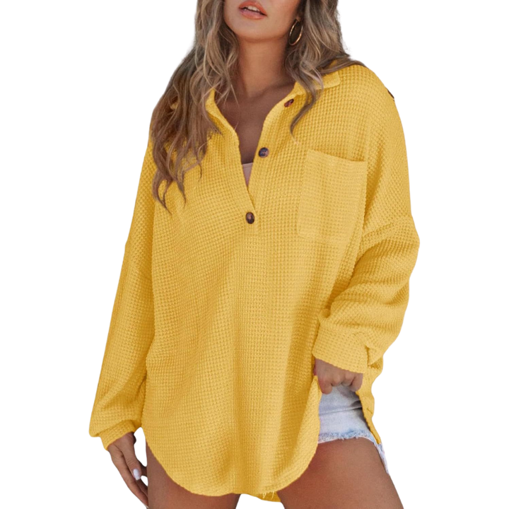 KATHRYN™ – Breezy V-Neck Button-Up Tunic Blouse