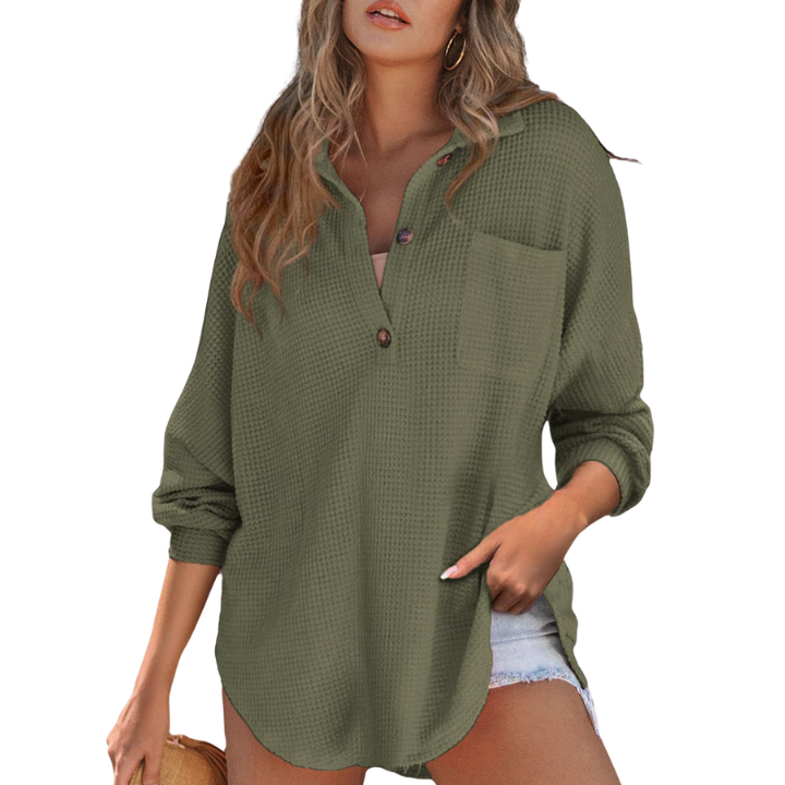 KATHRYN™ – Breezy V-Neck Button-Up Tunic Blouse