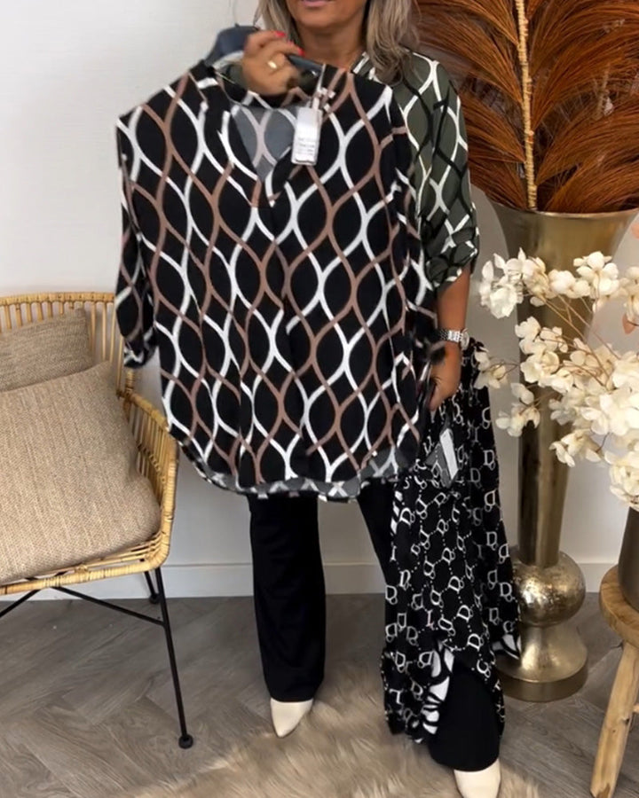 Amelia™ - Casual Patterned Long Sleeve Blouse
