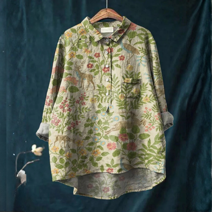Elena – Patterned Linen Shirt