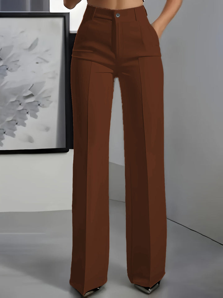 High-Waisted Women's Trousers with Stretchy Waistband