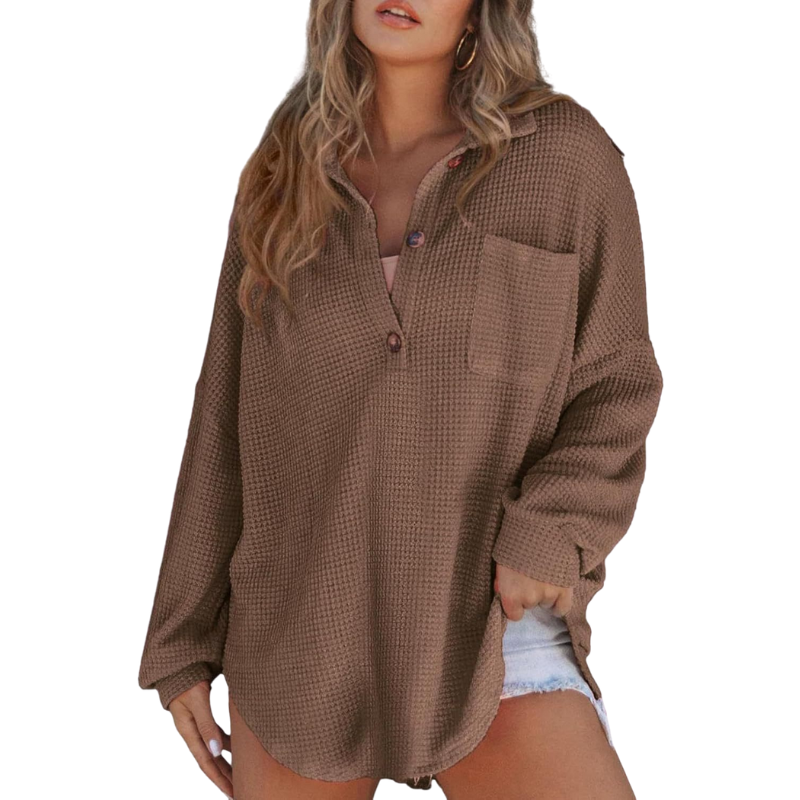 KATHRYN™ – Breezy V-Neck Button-Up Tunic Blouse