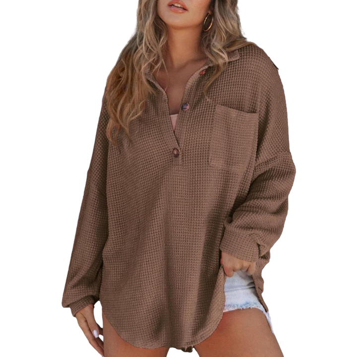 KATHRYN™ – Breezy V-Neck Button-Up Tunic Blouse