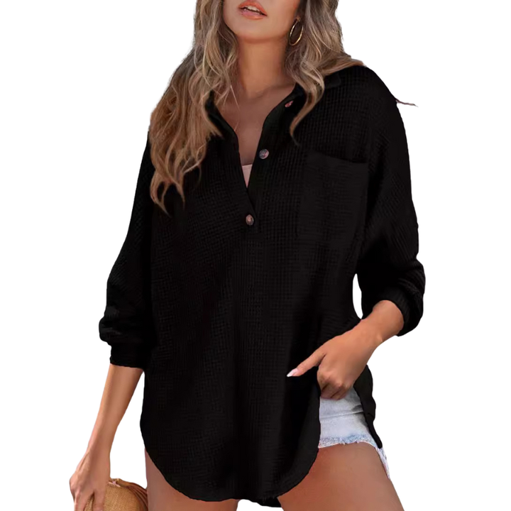 KATHRYN™ – Breezy V-Neck Button-Up Tunic Blouse