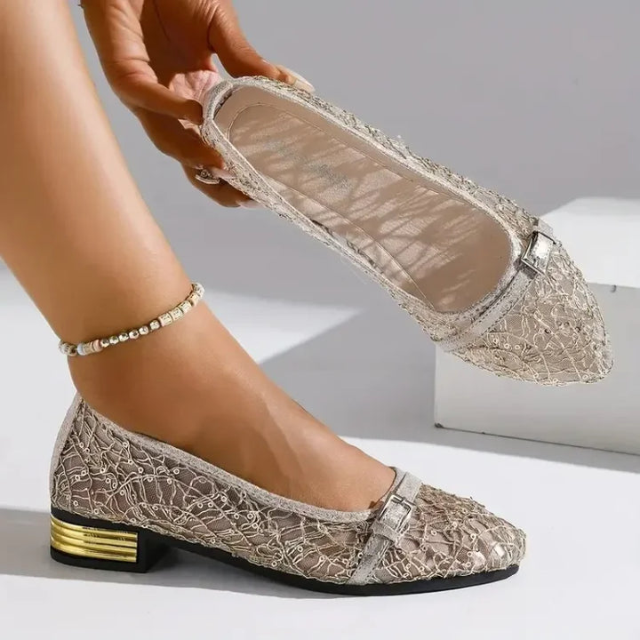 Women's Casual Lace and Mesh Slip-On Loafers