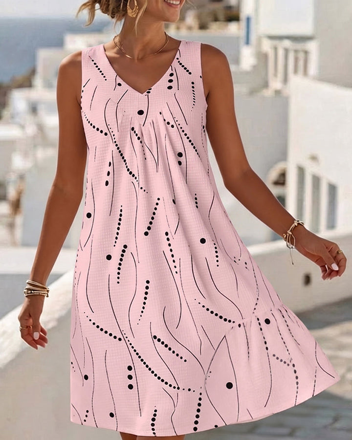 Emma | Sleeveless Dress with V-Neck and Print
