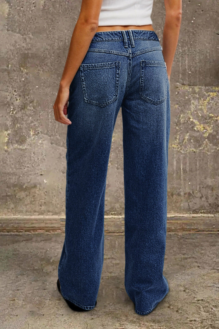 Mid-Rise Straight Fit Denim Jeans