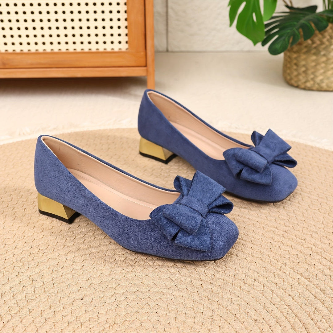 Chic Women's Bow Shoes with Stylish Thick Heels