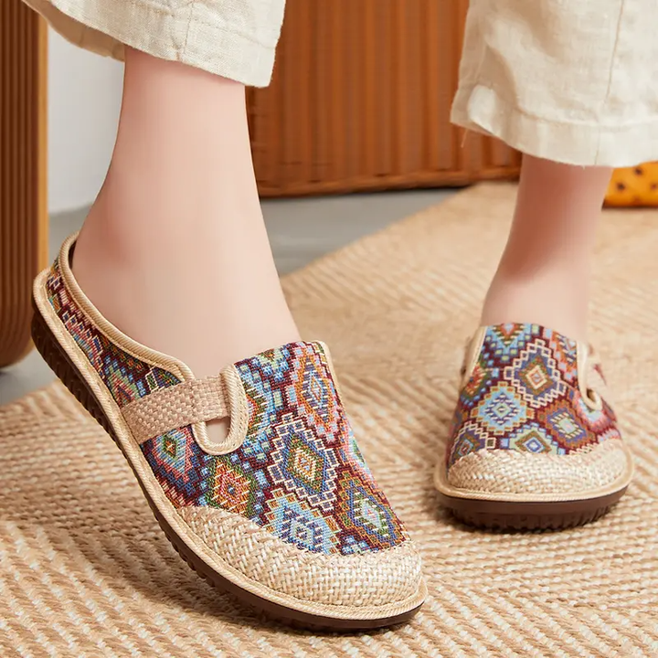 Rosie™ - Embroidered Linen Orthopedic Sandals