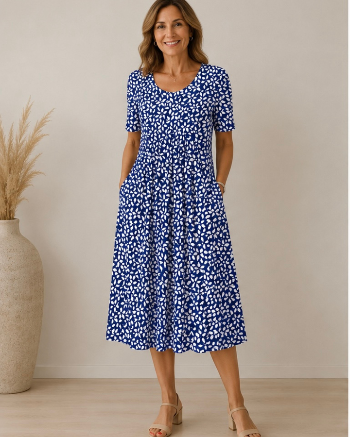 Geneviève | Classic Printed Midi Dress