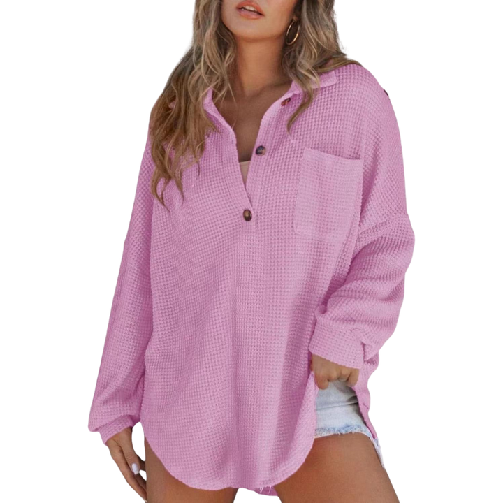 KATHRYN™ – Breezy V-Neck Button-Up Tunic Blouse