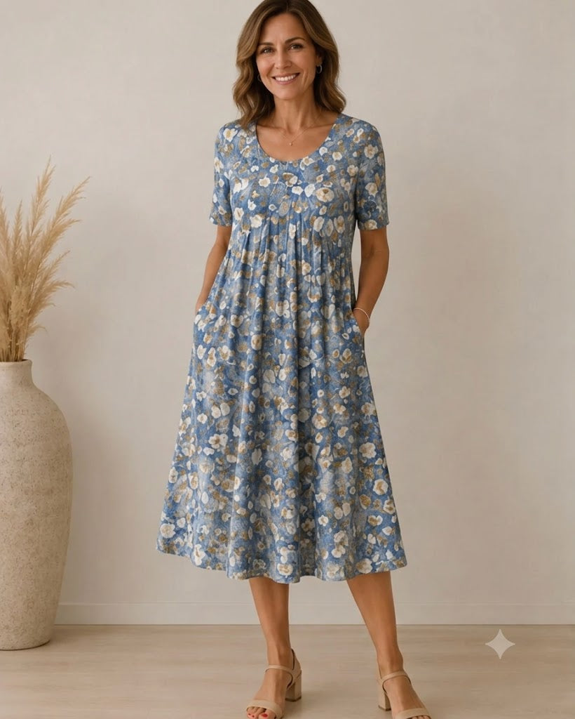 Geneviève | Classic Printed Midi Dress