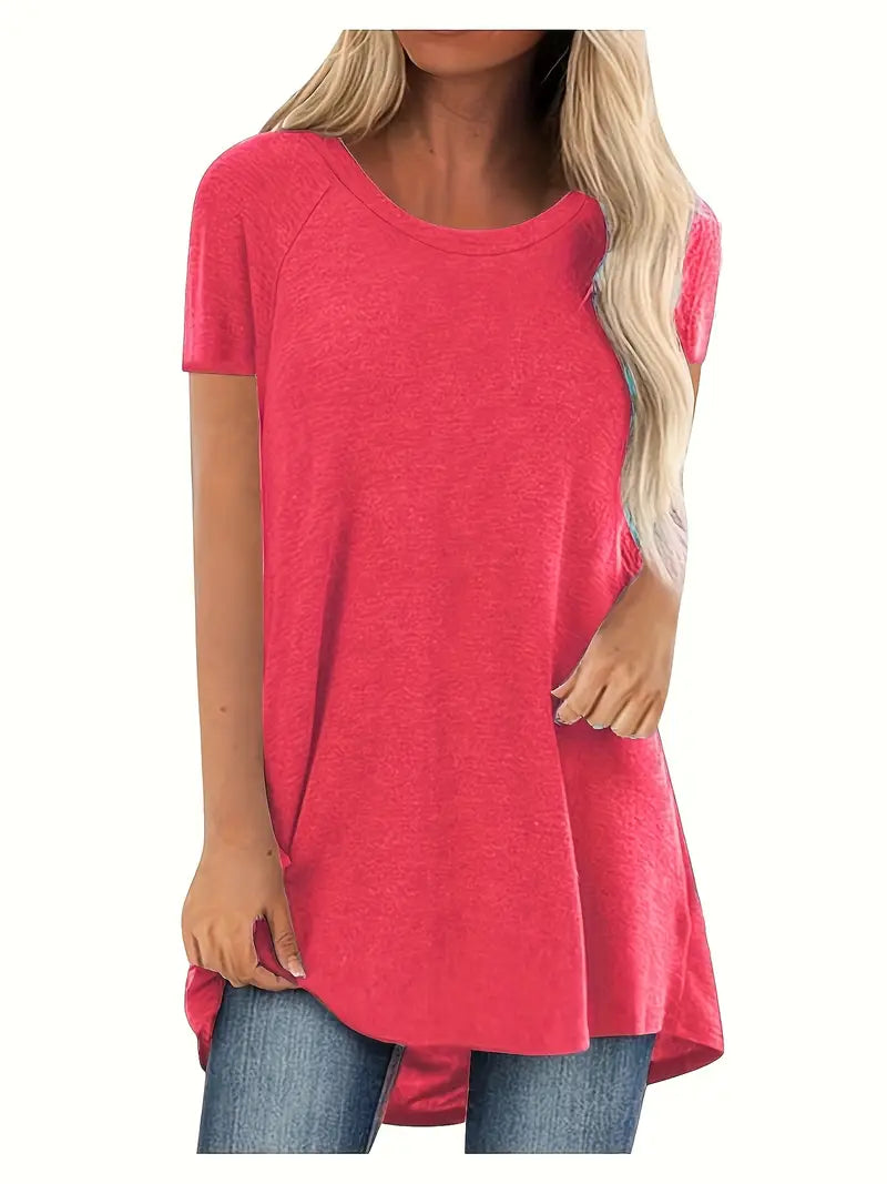 Faye™ - Casual Longline Crew Neck T-Shirt