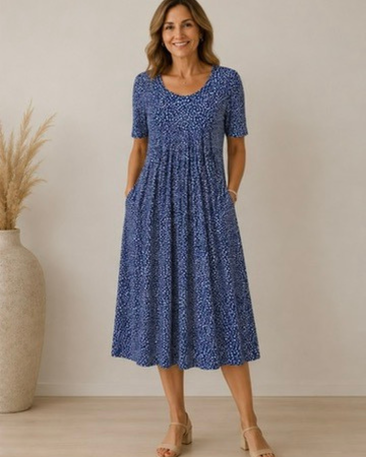 Geneviève | Classic Printed Midi Dress