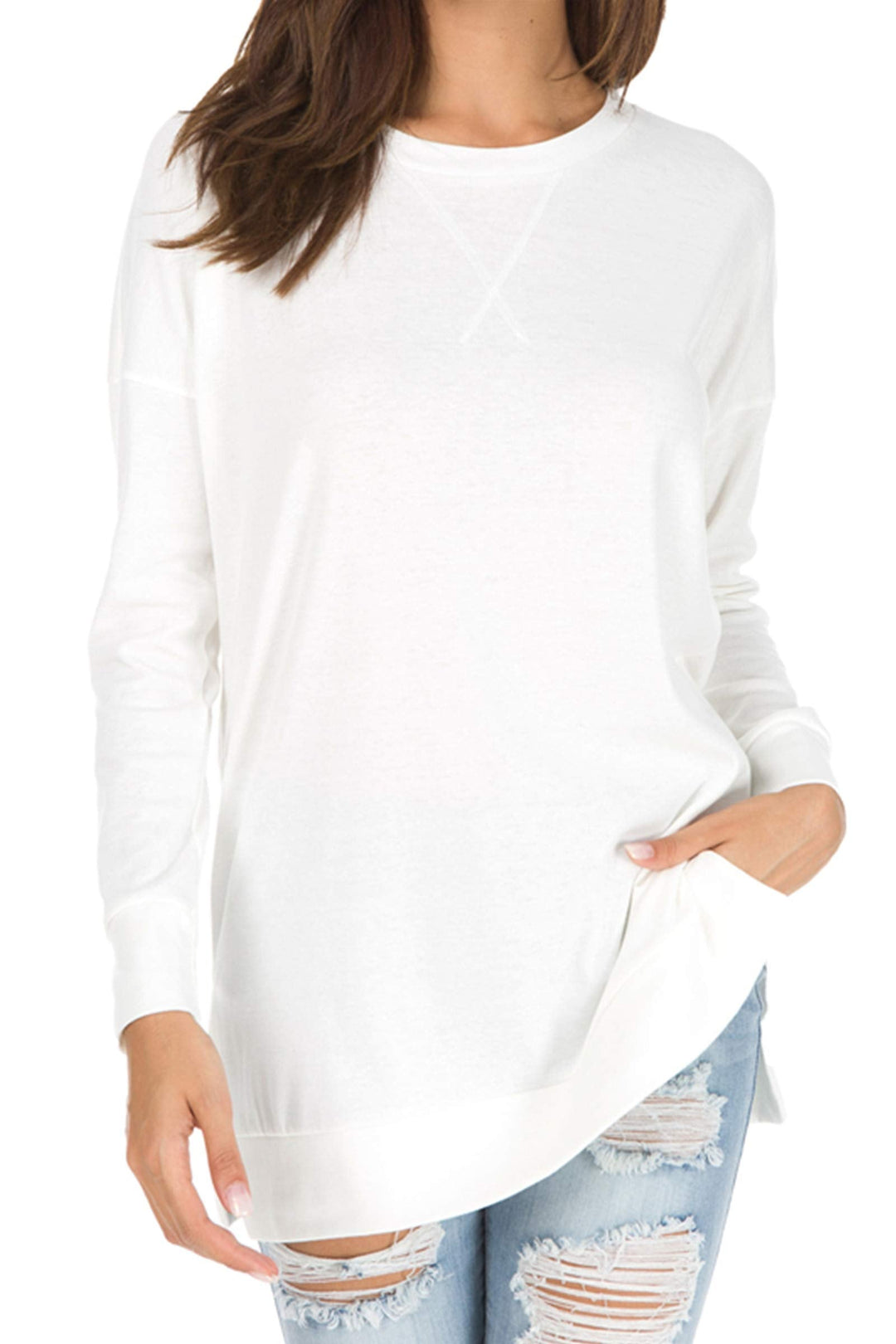 Violet™ - Long-Sleeved Side Slit Loose Top