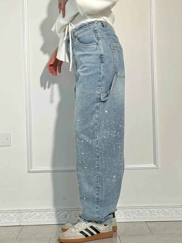 Shiny Carpenter-Style Denim Jeans