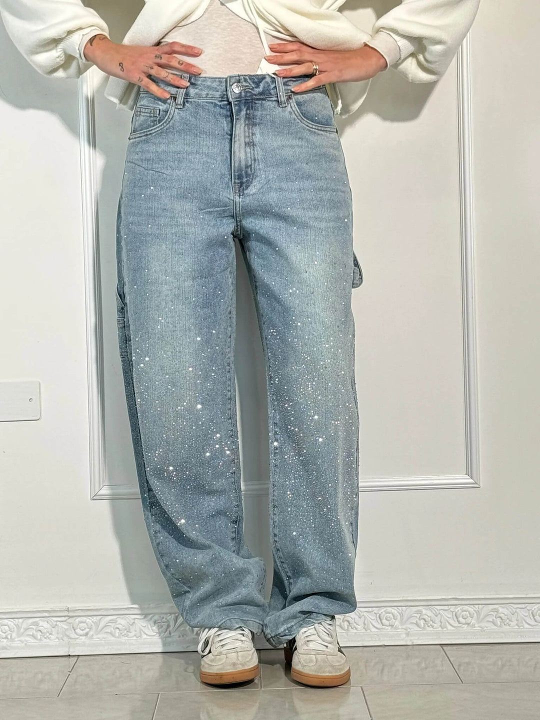 Shiny Carpenter-Style Denim Jeans