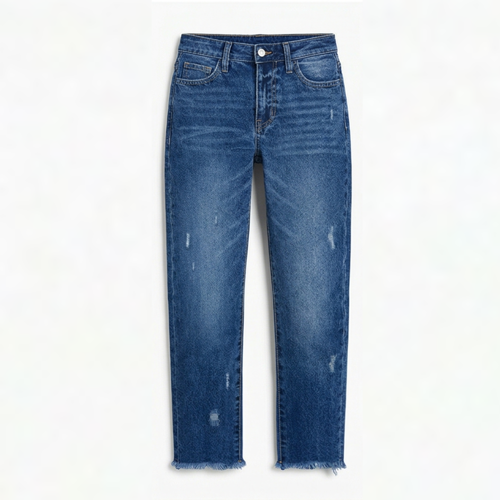 Vivara™ – Vintage-Inspired Cropped Straight Leg Jeans with Fringe