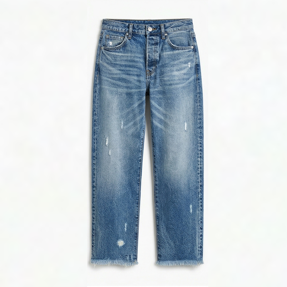 Vivara™ – Vintage-Inspired Cropped Straight Leg Jeans with Fringe