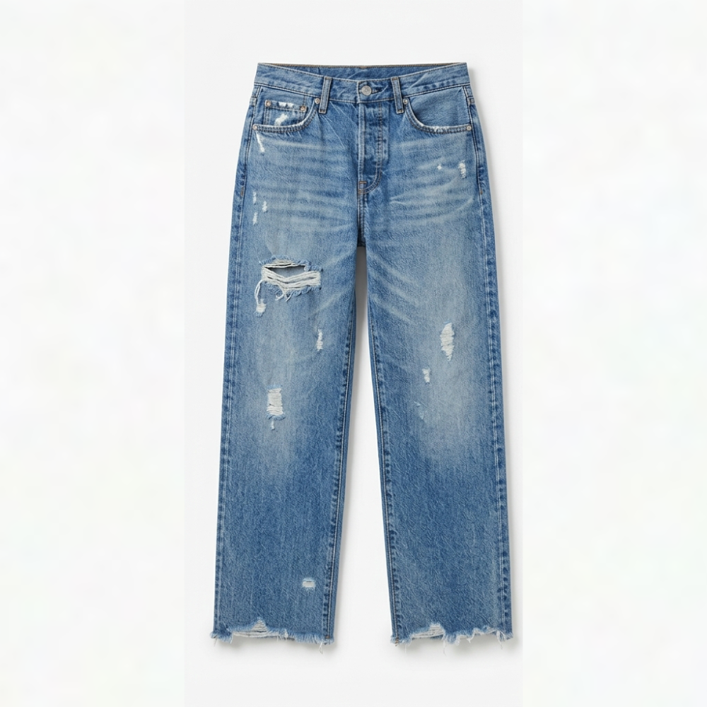 Vivara™ – Vintage-Inspired Cropped Straight Leg Jeans with Fringe