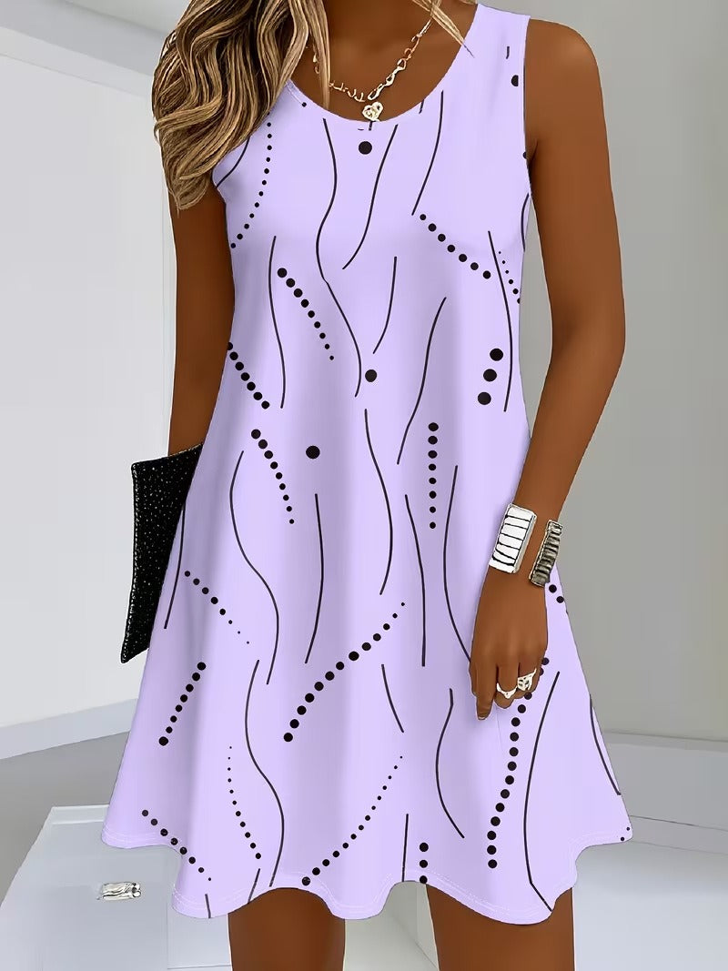 Emma | Sleeveless Dress with V-Neck and Print