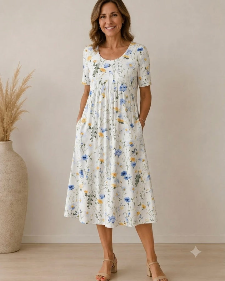 Geneviève | Classic Printed Midi Dress