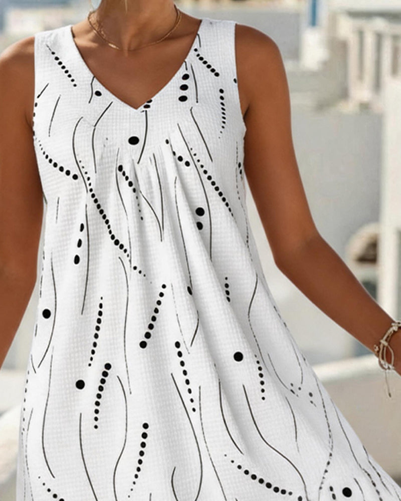 Emma | Sleeveless Dress with V-Neck and Print