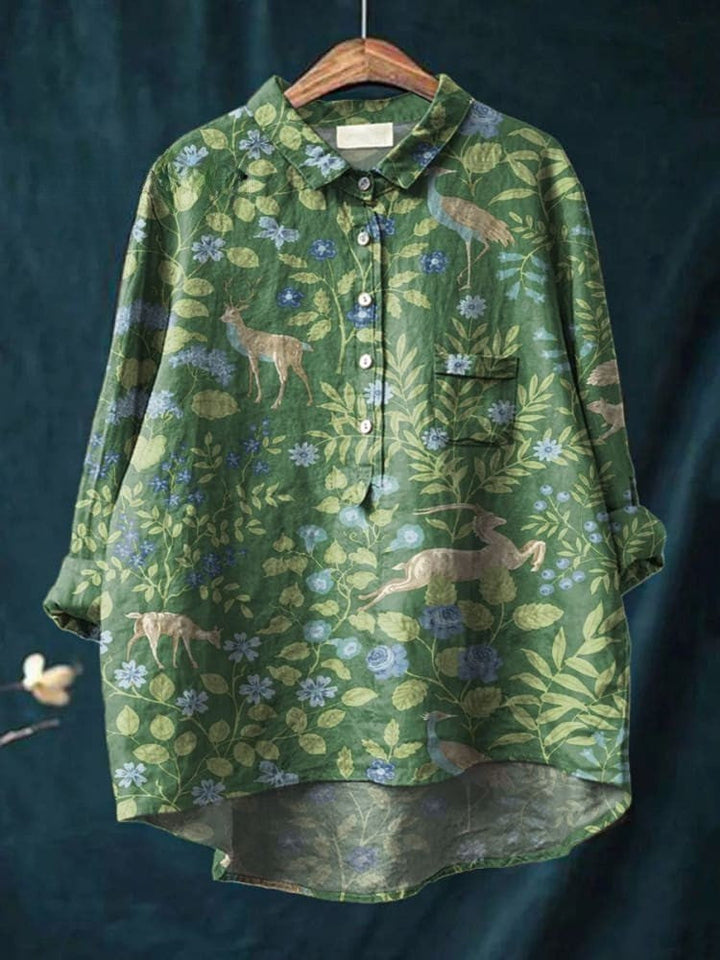 Elena – Patterned Linen Shirt
