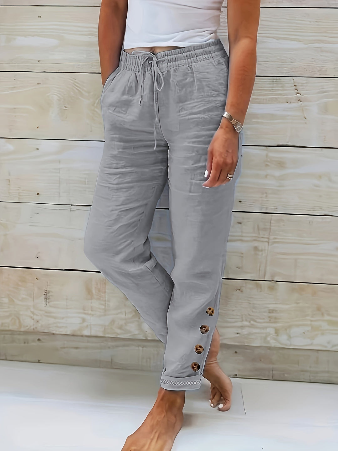 Lana™ - Slim Straight Cotton Pants