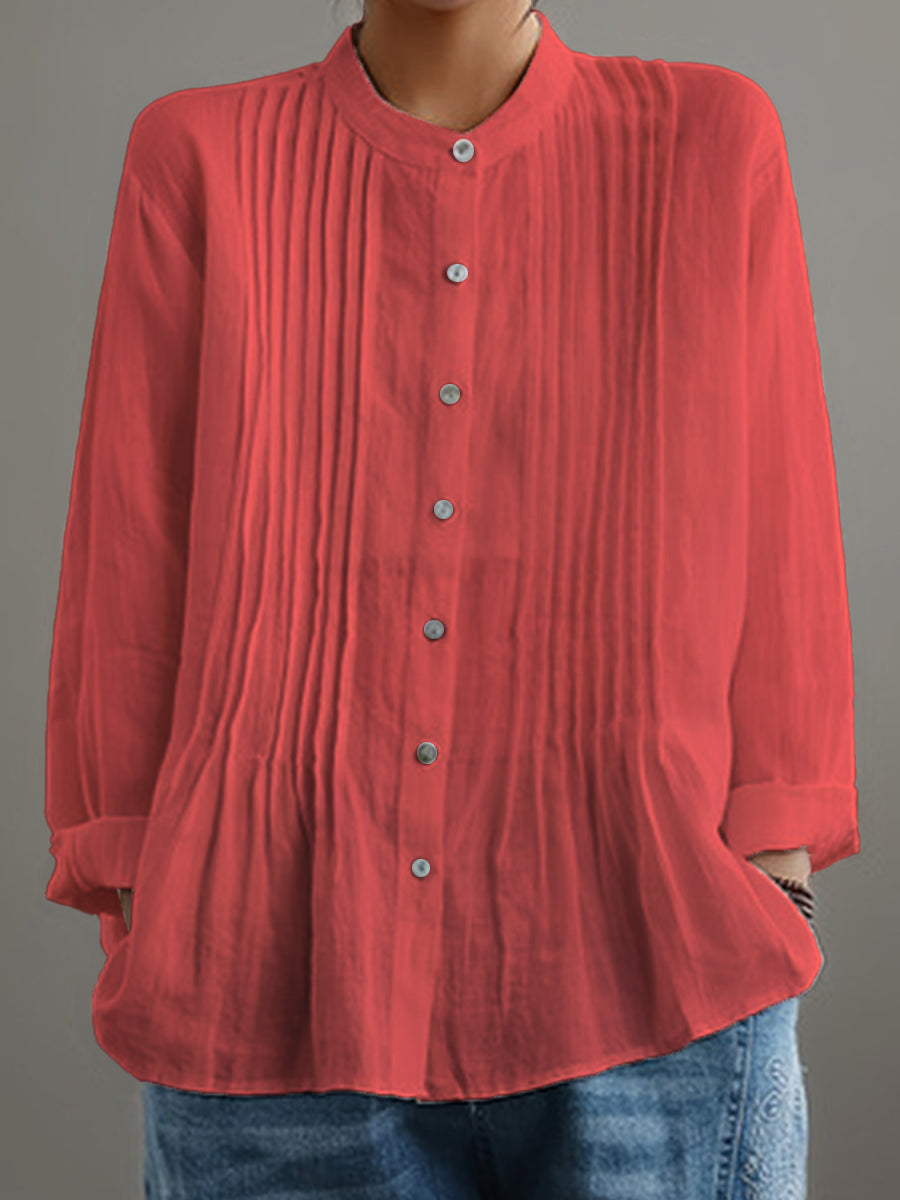 Farah™ – Casual Cotton & Linen Pleated Shirt