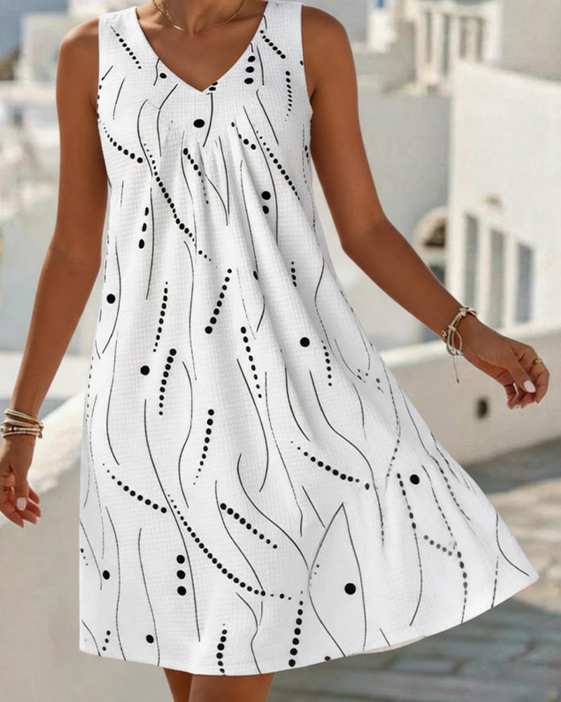 Emma | Sleeveless Dress with V-Neck and Print