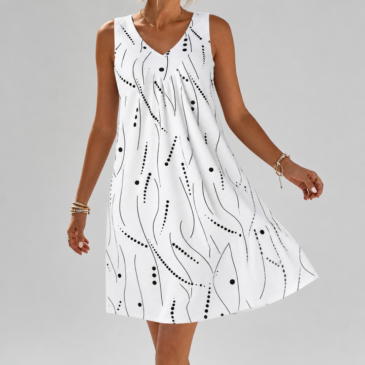 Emma | Sleeveless Dress with V-Neck and Print