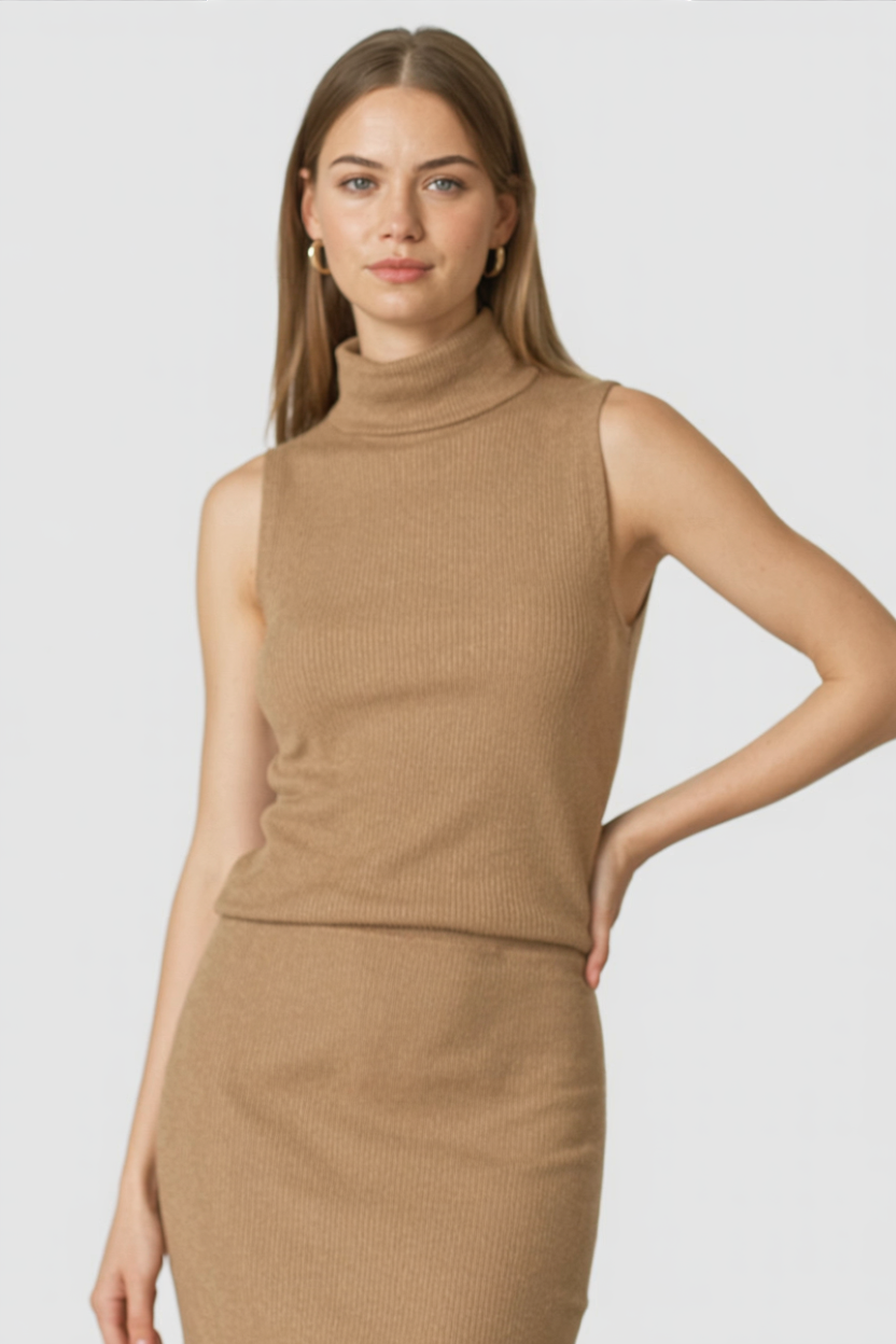 Isabella | Elegant Brown Knit Skirt Set with Sophisticated Style - Lumina