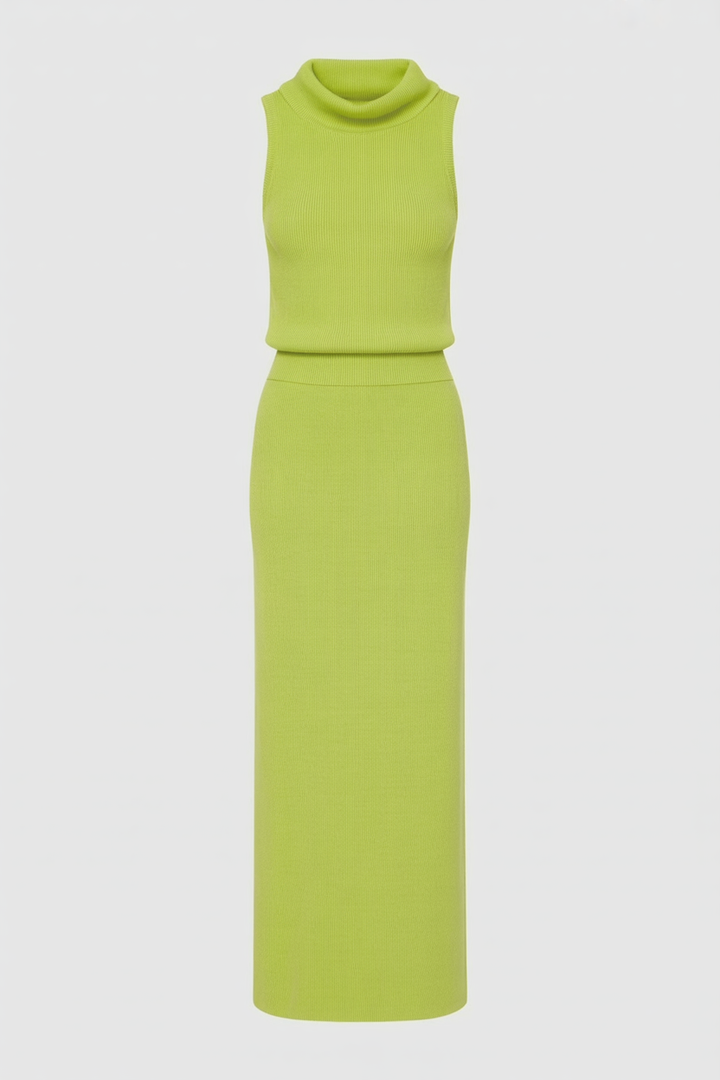 Isabella | Elegant Green Knit Skirt and Top Set with Flattering Fit - Lumina