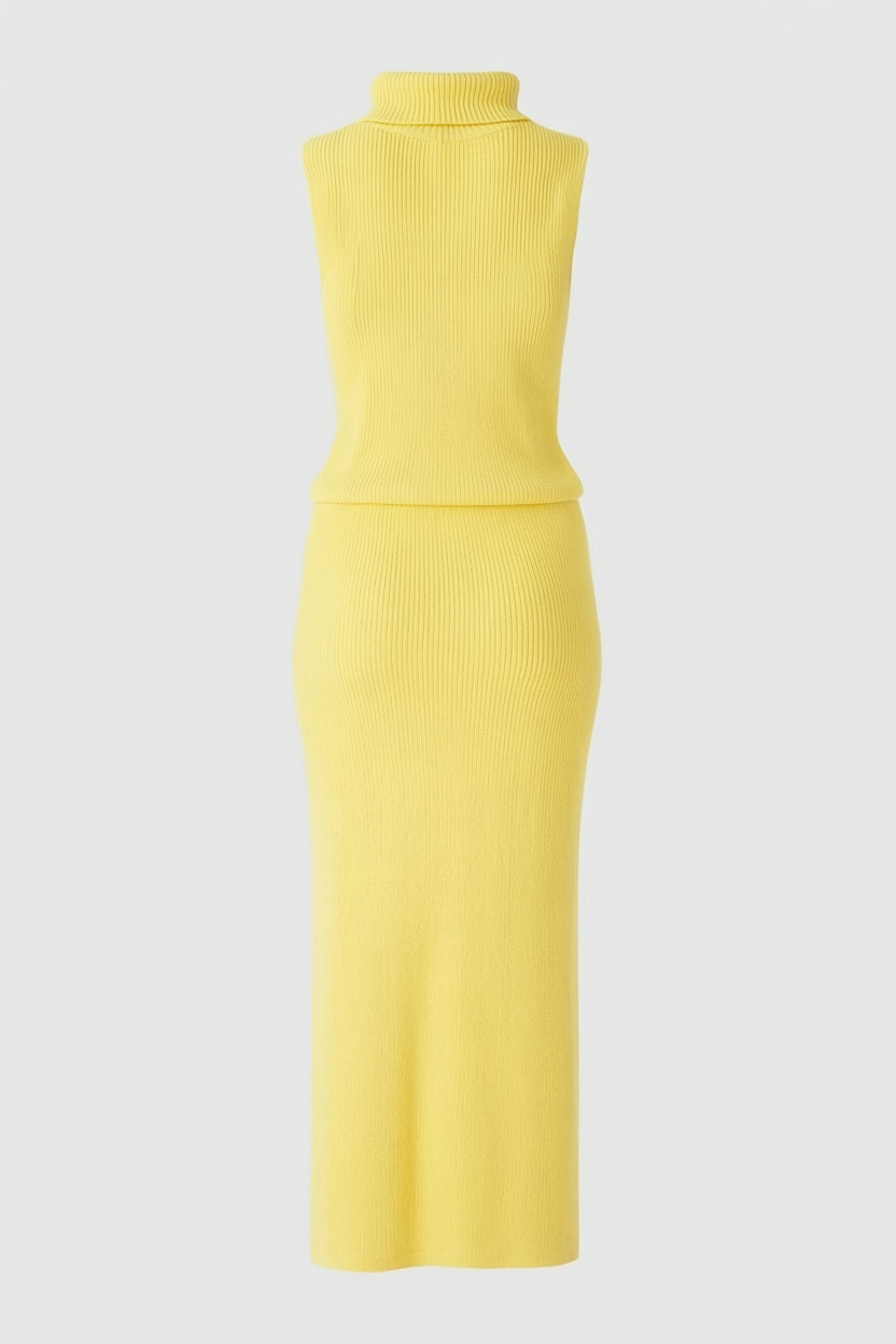 Isabella | Elegant Yellow Knit Skirt and Top Set with Flattering Fit - Lumina