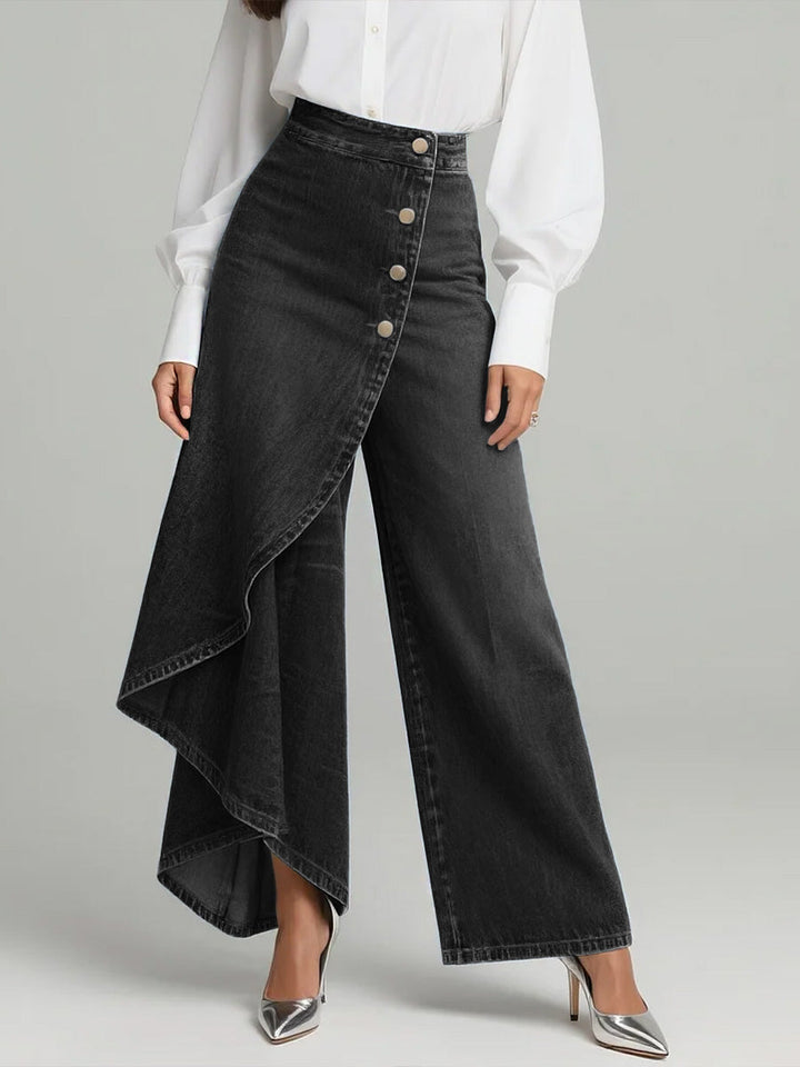 Stylish Women's High-Waisted Wide-Leg Jeans with Relaxed Fit