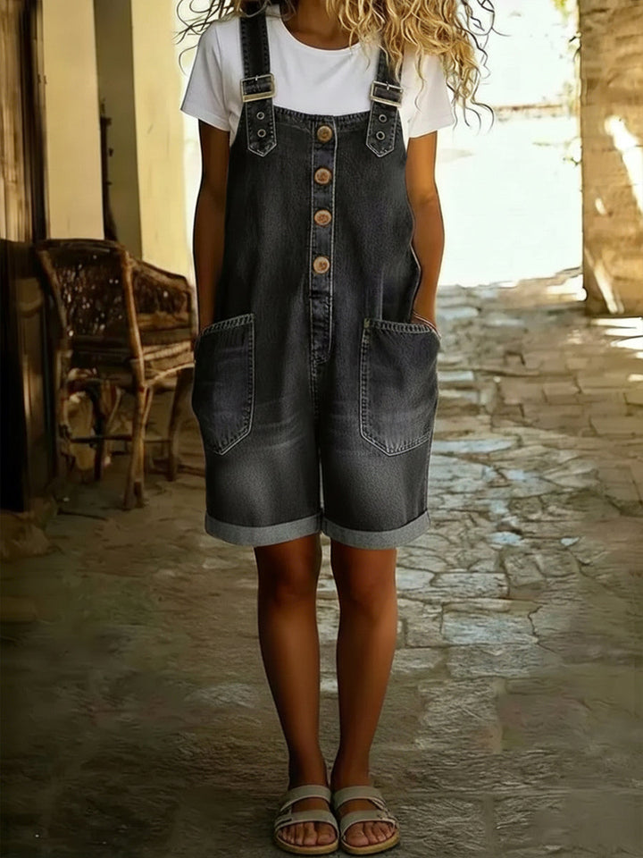 Relaxed Fit Shorts Jumpsuit with Adjustable Straps
