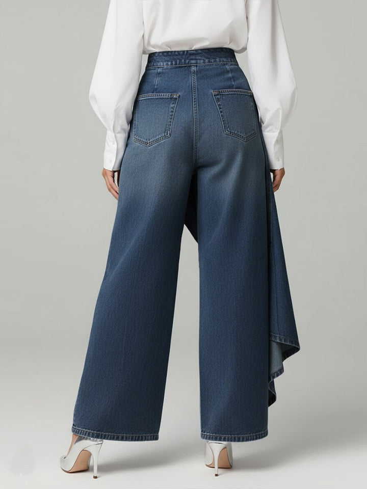 Stylish Women's High-Waisted Wide-Leg Jeans with Relaxed Fit