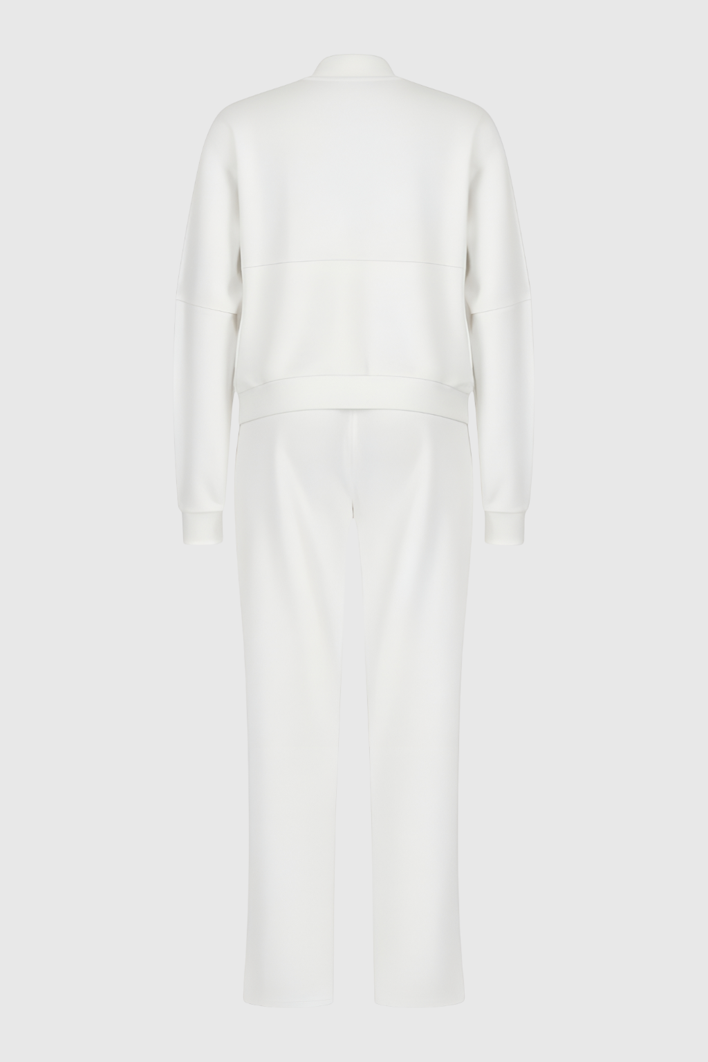Serena | Casual Chic White Lounge Set with Modern Zipper Details - Lumina