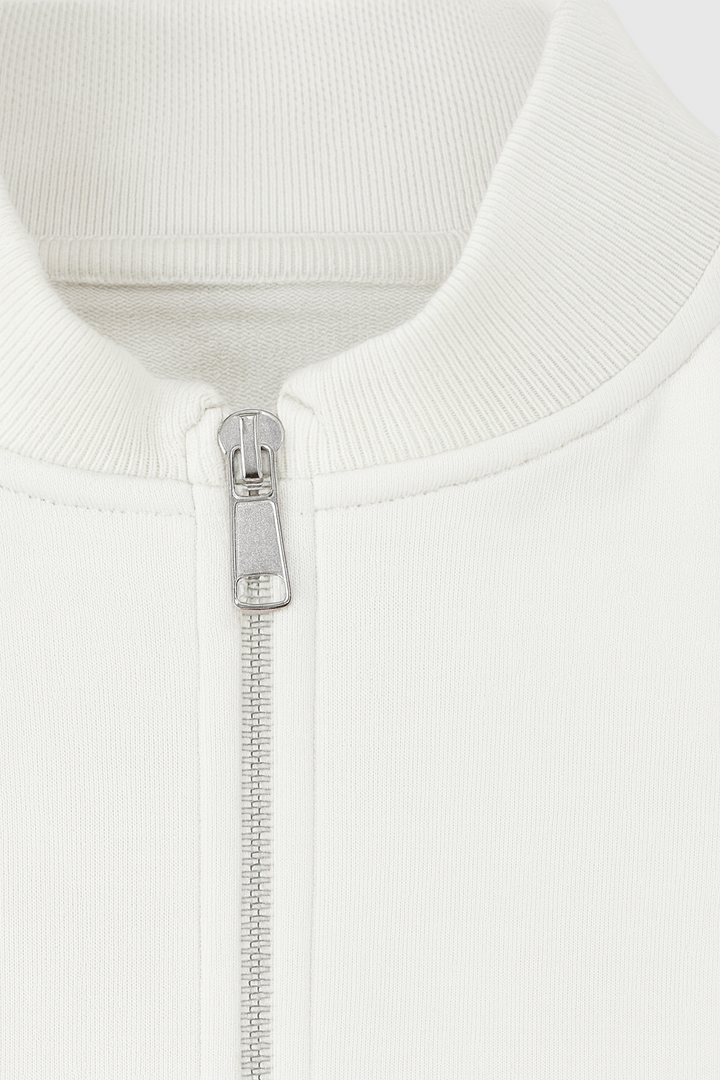 Serena | Casual Chic White Lounge Set with Modern Zipper Details - Lumina