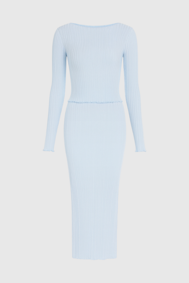 Serena | Elegant Light Blue Maxi Skirt Set with Sophisticated Fit - Lumina