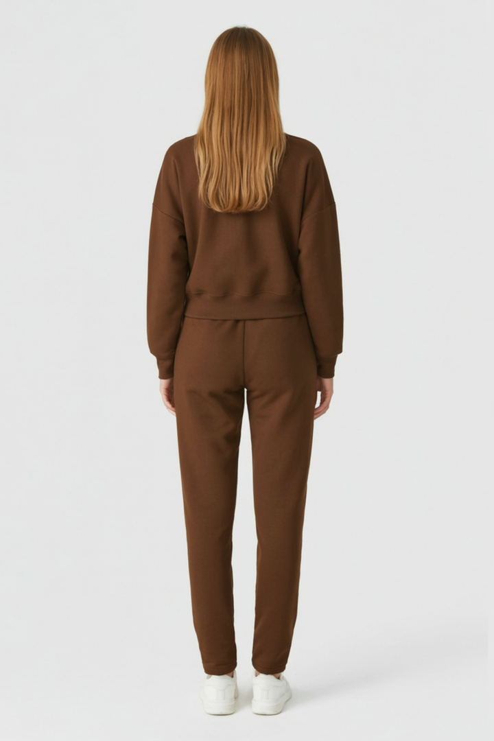 Sophia | Cozy High Waist Sweatpants and Sweatshirt Set with Zipper Detail - Lumina