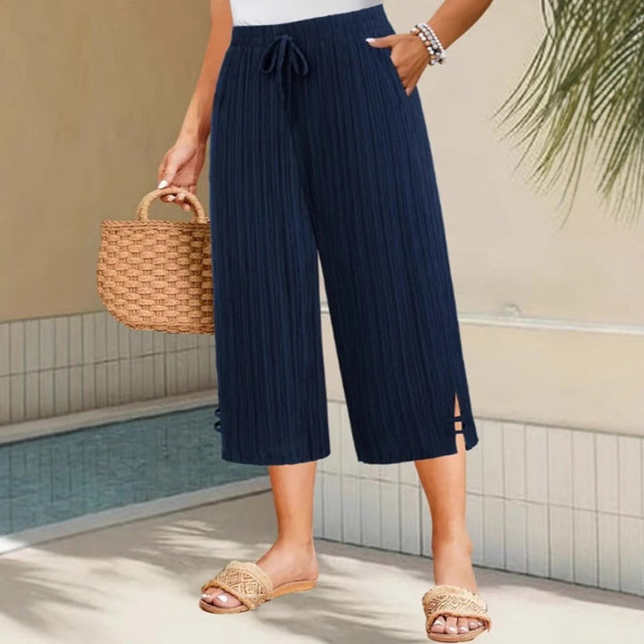 Wide-Leg Capri Pants for Women with Convenient Pockets