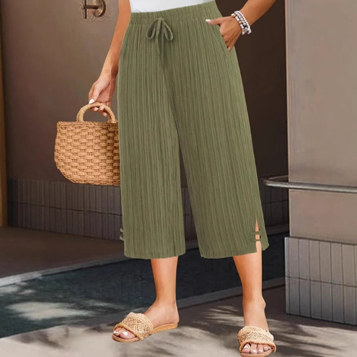 Wide-Leg Capri Pants for Women with Convenient Pockets