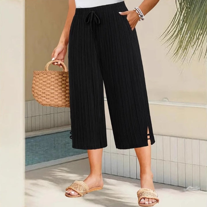Wide-Leg Capri Pants for Women with Convenient Pockets