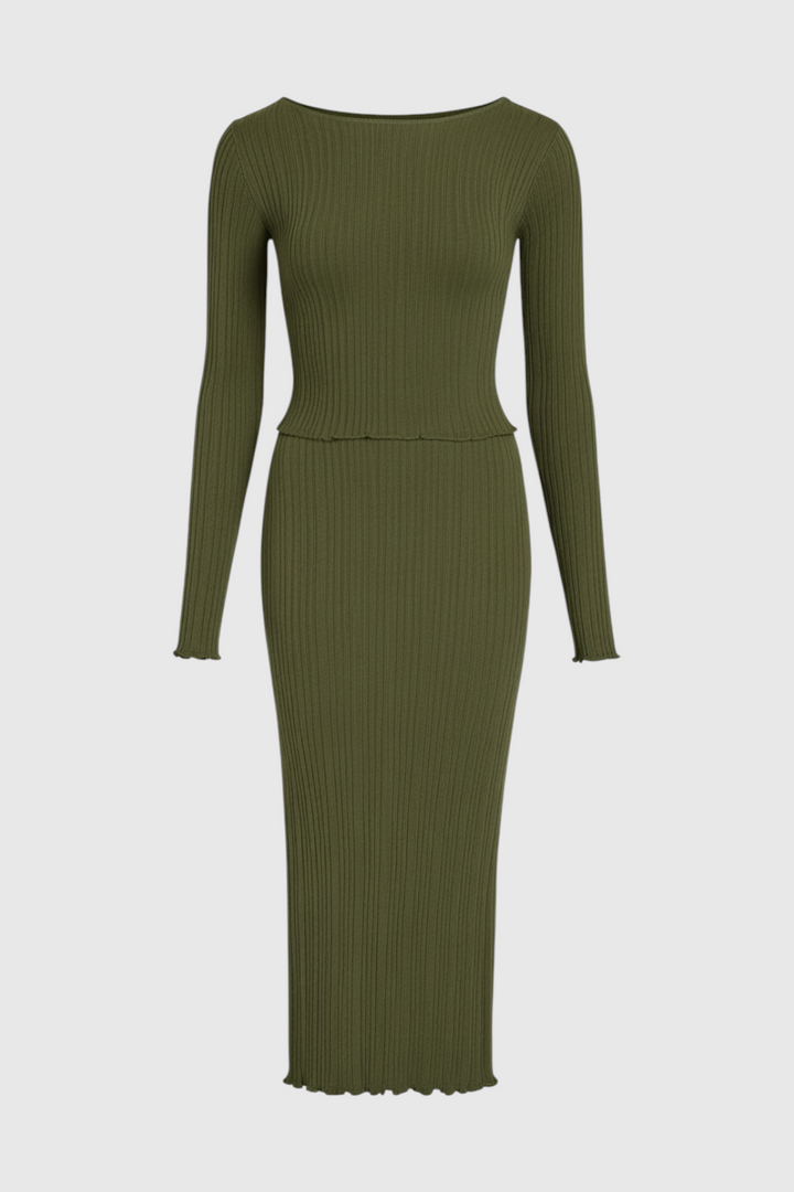 Victoria | Elegant Knitted Maxi Skirt Set with Flattering Fit - Lumina