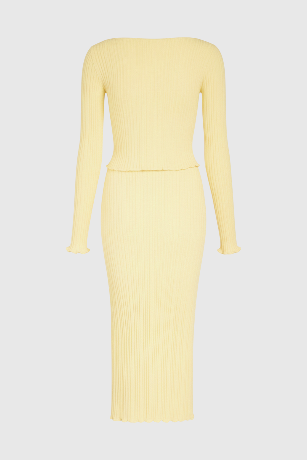 Victoria | Elegant Yellow Knitted Maxi Skirt Set with Slim Fit - Lumina
